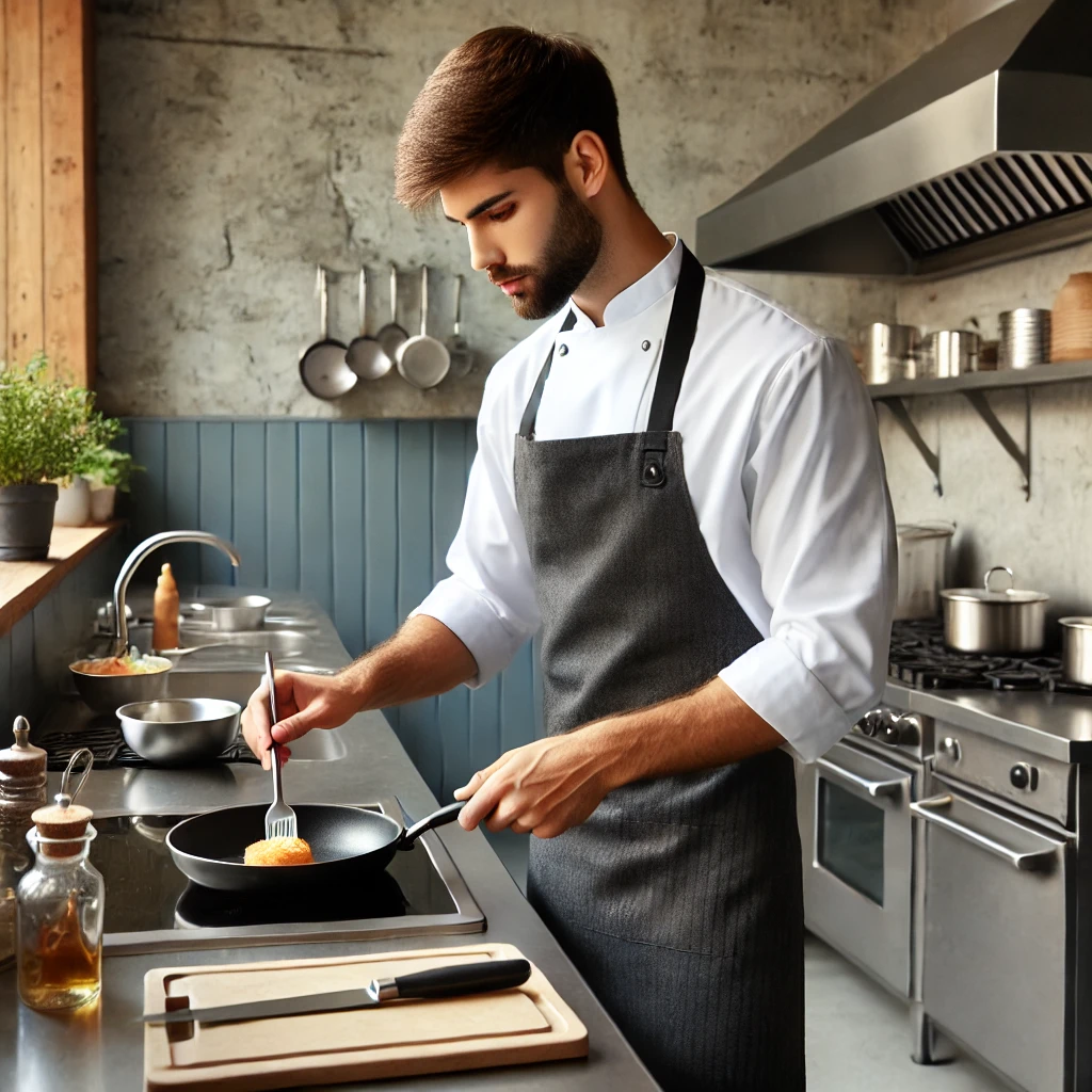 DALL·E 2025-01-17 22.07.43 – A professional kitchen worker wearing a uniform, working in a kitchen with various kitchen tools and appliances. The worker is focused on preparing fo DALL·E 2025-01-17 22.07.43 - A professional kitchen worker wearing a uniform, working in a kitchen with various kitchen tools and appliances. The worker is focused on preparing fo