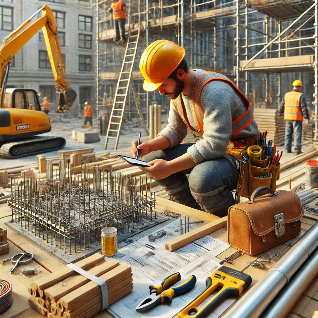 DALL·E 2025-01-18 10.46.38 – A construction worker on a building site, wearing a helmet and protective clothing, using tools, surrounded by building materials, scaffolding, and ma DALL·E 2025-01-18 10.46.38 - A construction worker on a building site, wearing a helmet and protective clothing, using tools, surrounded by building materials, scaffolding, and ma